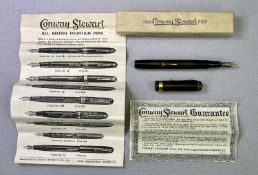 VINTAGE CONWAY STEWART LEVER FILL FOUNTAIN PEN - with 14ct gold nib, original box, guarantee and