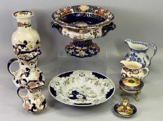 MASONS PATENT IRONSTONE CHINA - 19th century circular two-handled tureen on circular foot, blue