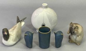 ROYAL COPENHAGEN TERN - 13cms L, Chipmunk, 7cms H, a moon vase decorated with spider and web,