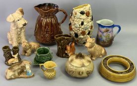 SYLVAC PEBBLE VASE - No 3858, 24cms H, a Sylvac sack jug No 106, 21cms H, a Sylvac terrier, No 1579,