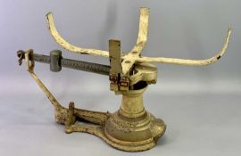 19TH CENTURY PAINTED CAST IRON BEAM SCALES - 66cms L
