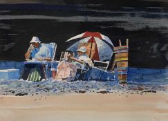 ROB PIERCY RCA RWSW (British born 1946), watercolour, titled verso - 'Sitting Under the Black Wall',
