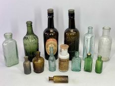 ANTIQUE COLOUR GLASS BOTTLES - a large collection including chemist's bottles and beer bottles