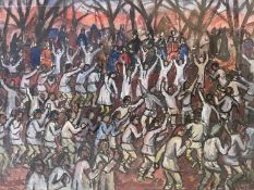 HELEN M STEINTHAL (British 1911 - 1991) watercolour - multiple figures dancing, monogrammed lower