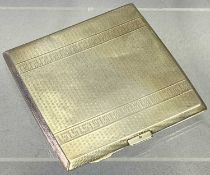 SILVER CIGARETTE CASE - Birmingham 1928, Maker Bravingtons Ltd, both sides having engine turned