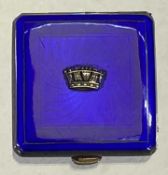 GEORGE V SILVER & COBALT BLUE ENAMEL POCKET TRAVEL CLOCK - Birmingham 1913, Maker John William