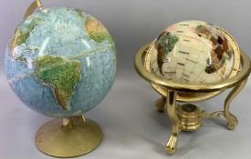 A PHILIPS 'TRUE TO LIFE' 12IN CHALLENGE GLOBE - revolving on metal base and stand, 42cms H and a