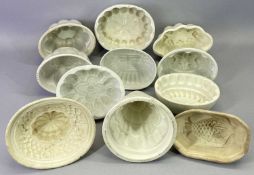 CERAMIC JELLY MOULDS COLLECTION - late 19th century, cream glazed, various makers and sizes