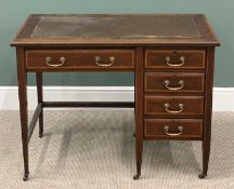 EDWARDIAN MAHOGANY LADY'S WRITING DESK - having four small side drawers, single frieze drawer and