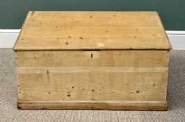 VINTAGE STRIPPED PINE BLANKET BOX - 44cms H, 94cms W, 55cms D