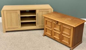 MODERN LIGHT OAK EFFECT SIDEBOARD/ENTERTAINMENT CUPBOARD - 63cms H, 131cms W, 41cms D and a PINE