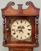 VICTORIAN OAK LONGCASE CLOCK - maker Edwards of Oswestry with Roman numerals on a painted dial