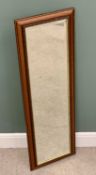 RECTANGULAR DRESSING MIRROR - bevelled glass and timber framed, 134 x 42cms
