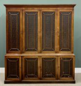 VICTORIAN BOOKCASE CUPBOARD - mahogany solicitor's type, the upper section with four panelled