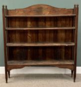 RUSTIC OAK OPEN FOUR SHELF BOOKCASE - 156cms H, 140cms W, 25cms D
