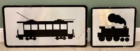 RAILWAY INTEREST - signage (2), 46cms H, 85cms W and 44cms H, 46cms W