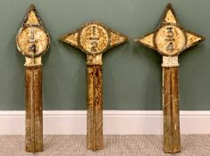RAILWAY INTEREST - three cast iron trackside distance markers, quarter mile, half mile, three