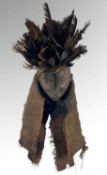 KONGO MASK, with feather crest and fibre assemblage, 90cm h overall