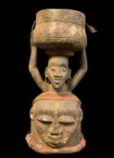 YORUBA EPA HELMET MASK, with bowl bearer crest, 56cm h
