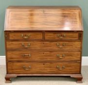 GEORGIAN MAHOGANY CROSSBANDED FALL FRONT BUREAU - having a well fitted interior of crossbanded satin