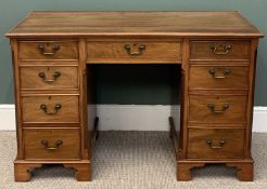 REPRODUCTION MAHOGANY KNEEHOLE DESK - having twin banks of four drawers on corner bracket feet