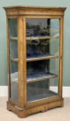 WITHDRAWN - VICTORIAN INLAID BURR WALNUT SIDE CABINET - having a single glazed door, blue fabric