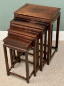 CHINESE HARDWOOD TABLE QUARTETTO - with classical shaped lower detail, 66cms H, 48cms W, 35cms D (