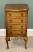 REPRODUCTION WALNUT SERPENTINE FRONT CHEST - having four drawers, on Queen Anne supports, the