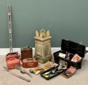 MIXED TOOLS ETC - to include a vintage chimney pot, Shell petrol can group