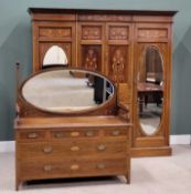 LATE VICTORIAN INLAID MAHOGANY BEDROOM FURNITURE - 2 items, to include a fine combination
