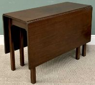 MAHOGANY GATE LEG DINING TABLE - twin flap on reeded supports, 71cms H, 108cms D, 46cms L (