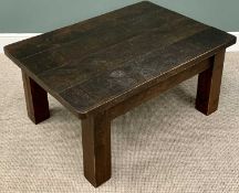 COFFEE TABLE - stained pine, chunky four plank top, 50cms H, 107cms W, 76cms D