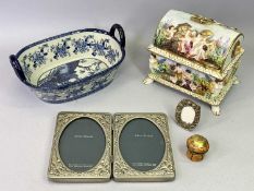 CAPODIMONTE DOME TOP CASKET - decorated in relief with putti and with lion masks on paw feet,