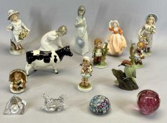 BESWICK FRESIAN COW, Lladro figure of a young girl, 14cms H, Nao figure of a young girl, 23cms H,