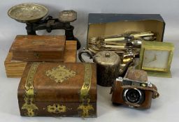 VICTORIAN BURR WALNUT TRINKET BOX - with ornate gilded brass mounts and plush fitted interior, 12cms