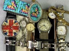 VINTAGE PLATED TUDOR LADY'S WRISTWATCH & OTHERS, the Tudor set with Arabic numerals with centre