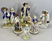 STAFFORDSHIRE FLATBACK GROUP - late 19th century, well coloured, huntsman with dead game and dog