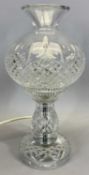 WATERFORD CRYSTAL CUT GLASS TABLE LAMP & SHADE - of circular form, 31cms H