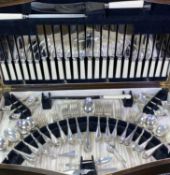 OAK CASED SHEFFIELD SILVER CANTEEN OF CUTLERY - 99 pieces, Maker Emile Viner, to include 72