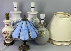 MASON'S TABLE LAMP of panelled, octagonal form, on wooden base, 24cms H excluding fitting, a pair of