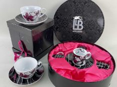 TWO BOXED LLEWELYN-BOWEN FOR ROYAL WORCESTER CUPS & SAUCERS, comprising set of 4 'Annoushka' pattern