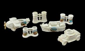 ASSORTED BARRY ISLAND CRESTED CHINA, comprising binoculars cruet stamped 'Barry Island Docks', two