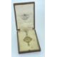 EDWARDIAN 15CT GOLD PERIDOT & SEED PEARL PENDANT, on 9ct gold chain in fitted box marked 'A & N.C.S. - Image 2 of 2