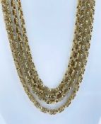 YELLOW METAL DOUBLE LINK GUARD CHAIN, 148cms long, 43.6gms Provenance: private collection Cardiff,
