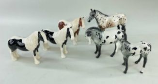 SIX BESWICK HORSES, x2 stamped 'Elite Eng' on hoof, tallest 21cm H (6)
