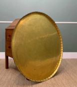 LARGE ARABIC COMMUNAL BRASS FOOD DISH, slightly domed centre and scallop edged, 106cm, diameter