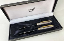 BOXED PAIR MONT BLANC FOUNTAIN & BALLPOINT PENS, 'Meisterstuck', with silver (925) caps with gilt