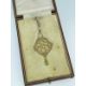 EDWARDIAN 15CT GOLD PERIDOT & SEED PEARL PENDANT, on 9ct gold chain in fitted box marked 'A & N.C.S. - Image 1 of 2