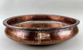 KASHMIRI TINNED COPPER BOWL - engraved decoration, 53cm diameter