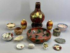 DEVON FIELDINGS 'SYLVAN LUSTRINE' BOTTLE VASE - burgundy lustre ground and decorated with